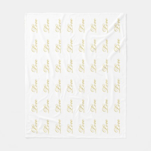 Chic Gouden Script Witte Liefde Calligrafie Fleece Deken (Voorkant)