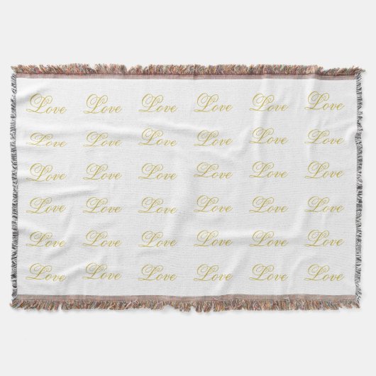 Chic Gouden Script Witte Liefde Calligrafie Huweli Deken (Voorkant)