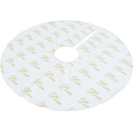 Chic Gouden Script Witte Liefde Calligrafie Kerstboom Rok (Gekanteld)