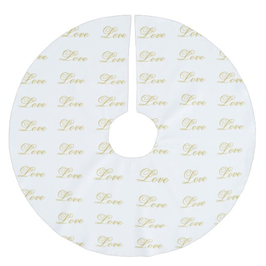 Chic Gouden Script Witte Liefde Calligrafie Kerstboom Rok (Voorkant)