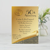 Chic Gouden Uitnodiging 50ste Trouwdag (Staand voorkant)