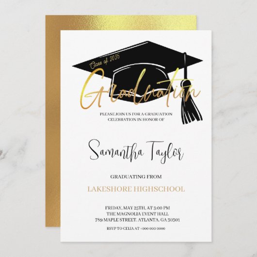 Chic Graduation Party uitnodiging (Voorkant / Achterkant)