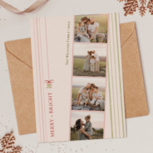 Chic Grandmillennial Coquette Christmas Five Foto Feestdagenkaart