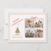 Chic Grandmillennial Coquette Kerst 5 Foto Feestdagenkaart (Voorkant)