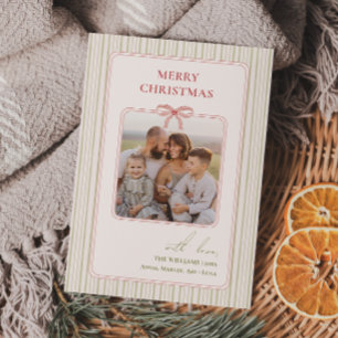 Chic Grandmillennial Coquette Kerstfoto Feestdagenkaart