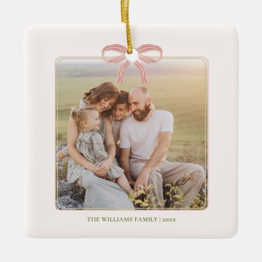 Chic Grandmillennial Coquette Kerstmis Keramisch Ornament (Voorkant)