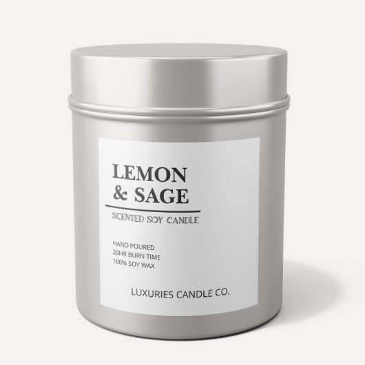 Chic Gras Moderne Étiquette de bougie de soja noir