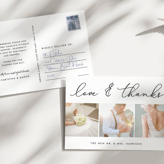Chic Gratitude | Weddenfoto collage Hartelijk dank Briefkaart