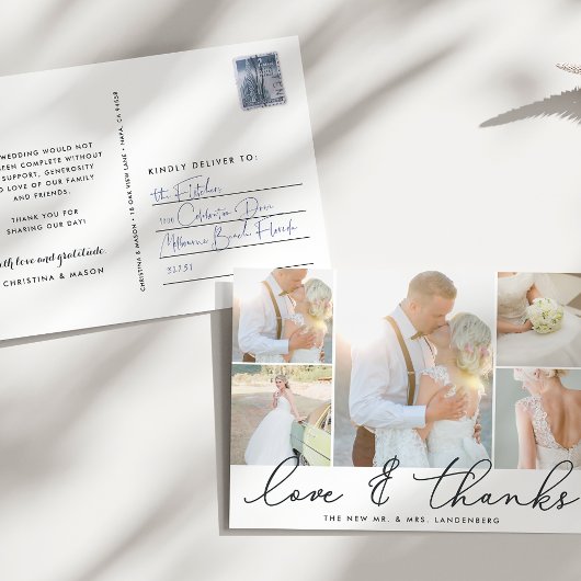 Chic Gratitude | Weddenfoto collage Hartelijk dank Briefkaart