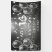 Chic Gray Balloons Stars 16e verjaardag Spandoek (Verticaal)