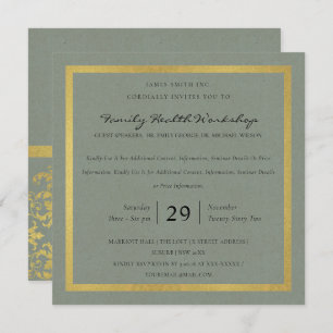 CHIC GRAY GOLD FAUX DAMASK CLASSIC WORKSHOP EVAL KAART