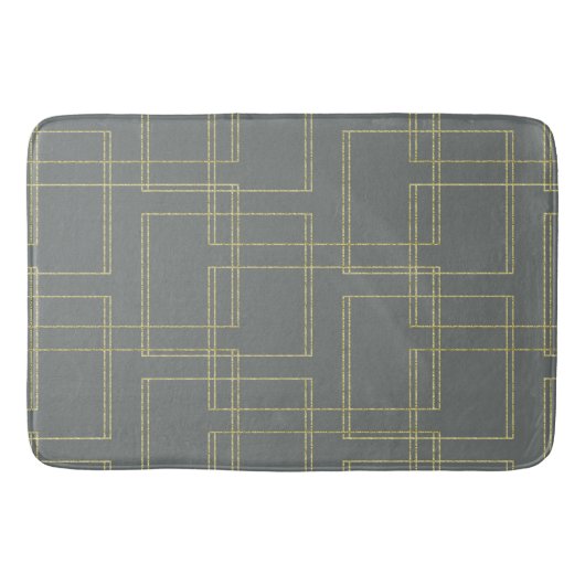 Chic Gray & Gold Geometric Glam Badmat (Voorkant)