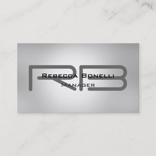 Chic Gray Monogram Manager Visitekaartje (Voorkant)