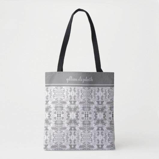 Chic Gray Pattern Monogrammed Draagtas (Voorkant)