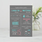 Chic Gray | Roze | Blue MasonJar Wedding Invite Kaart (Staand voorkant)