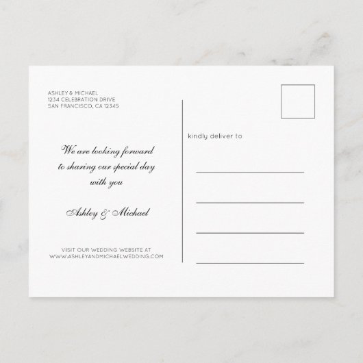 Chic Gray Save the Date Verlovingsfoto Aankondigingskaart (Achterkant)