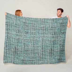 Chic Gray Seafoam Blue Green Boucle Woven Pattern Fleece Deken