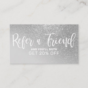 Chic Gray Silver Glitter Gradient Typografie Aanbevelingskaartje