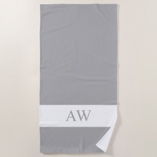 Chic Gray White Monogrammed Strandlaken