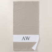 Chic Gray White Monogrammed Strandlaken (Voorkant)