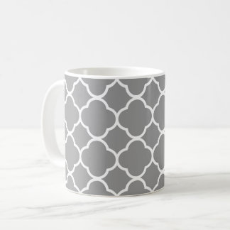 Chic Gray & White Quatrefoil Coffee Tea Mok