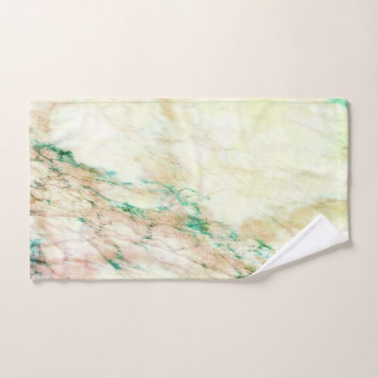 Chic Green Brown Cream Marmer Patroon Bad Handdoek (Handdoek)