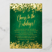 Chic Green Cheers à Foil Invitation des fêtes (Recto)