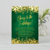 Chic Green Cheers à Foil Invitation des fêtes (Debout devant)