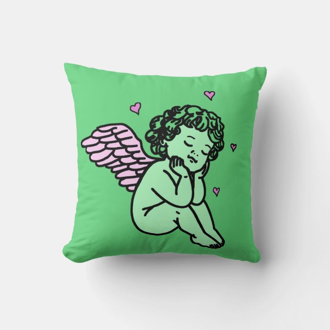 Chic Green Cupid Sierkussen (Voorkant)