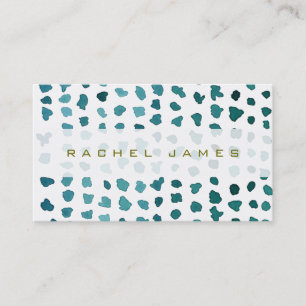 Chic Green en White Waterverf Stippen Visitekaartje