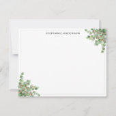 Chic Green Eucalyptus Gold Glitter Waterverf Notitiekaartje (Voorkant)