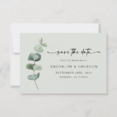 Chic Green Eucalyptus Wedding Save The Date (Voorkant)