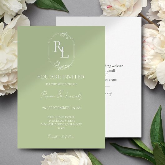 Chic Green Floral Faire-part de mariage