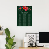 Chic Green Floral kerstfeestjes Poster (Thuiskantoor)