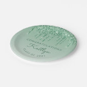 Chic Green Glitter Drip Graduparty Papieren Bordje (Gekanteld)