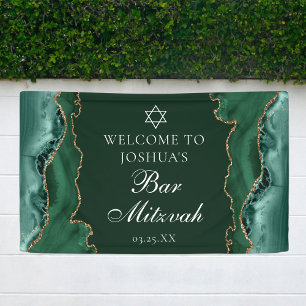 Chic Green Gold Agate Bar Mitswa Party Spandoek
