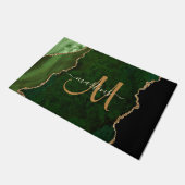 Chic Green Gold Glitter Agate Custom Monogram Deurmat (Schuin)