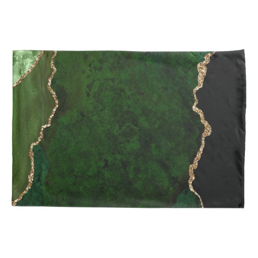 Chic Green Gold Glitter Agate Custom Monogram Kussensloop (Achterkant)