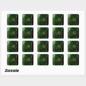 Chic Green Gold Glitter Agate Custom Monogram Vierkante Sticker (Vel)