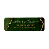 Chic Green Gold Glitter Agate Monogram Adres Etiket (Voorkant)