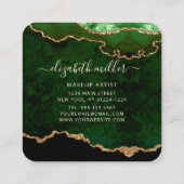 Chic Green Gold Glitter Agate Script Monogram Vierkante Visitekaartje (Achterkant)