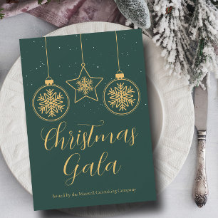 Chic Green Gold Ornaments Company Kerstfeest Kaart