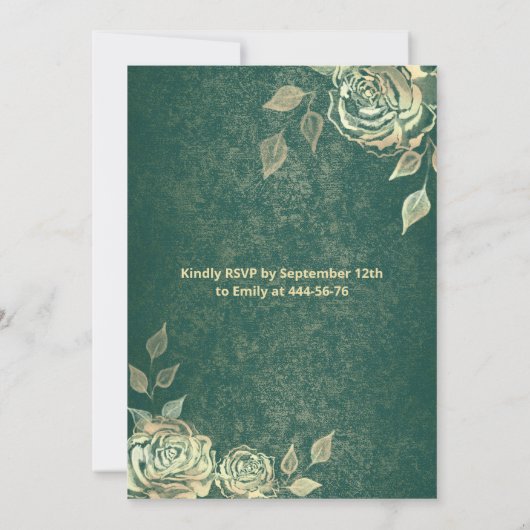 Chic green Gold rozen trendy dress Quinceañera Kaart (Achterkant)