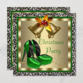 Chic Green High Heel Schoenen Kerstfeest Kaart (Voorkant / Achterkant)