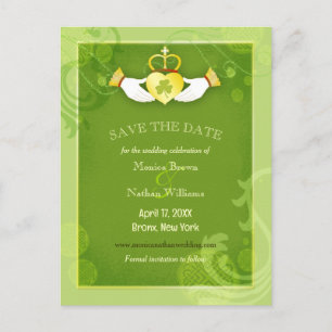Chic Green Irish Wedding Save the Date Aankondigingskaart