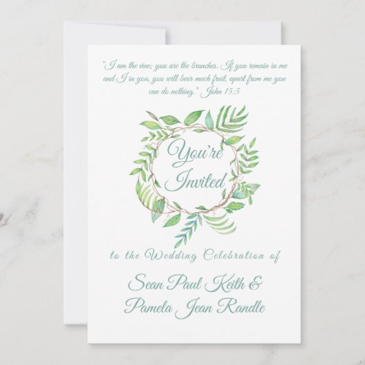 Chic Green Leaf Wreath met Business Verse Classi Kaart (Voorkant)