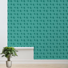 Chic Green Pattern Accent Behang