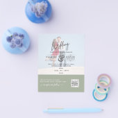 Chic Green Photo Wedding nodigt QR Code Save Date Flyer (Enkel)