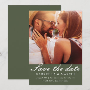 Chic Green Photo Wedding Save The Date