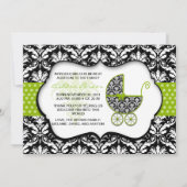 Chic Green Polka Dot Damask Birth kondiging Aankondiging (Achterkant)